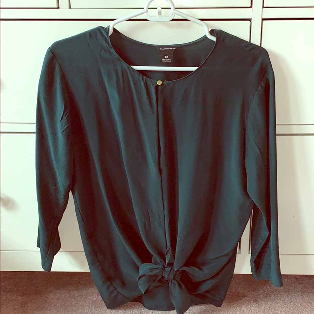Club Monaco 100% silk green blouse